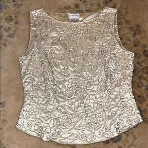 Stenay embroidered Cream Sleeveless Blouse